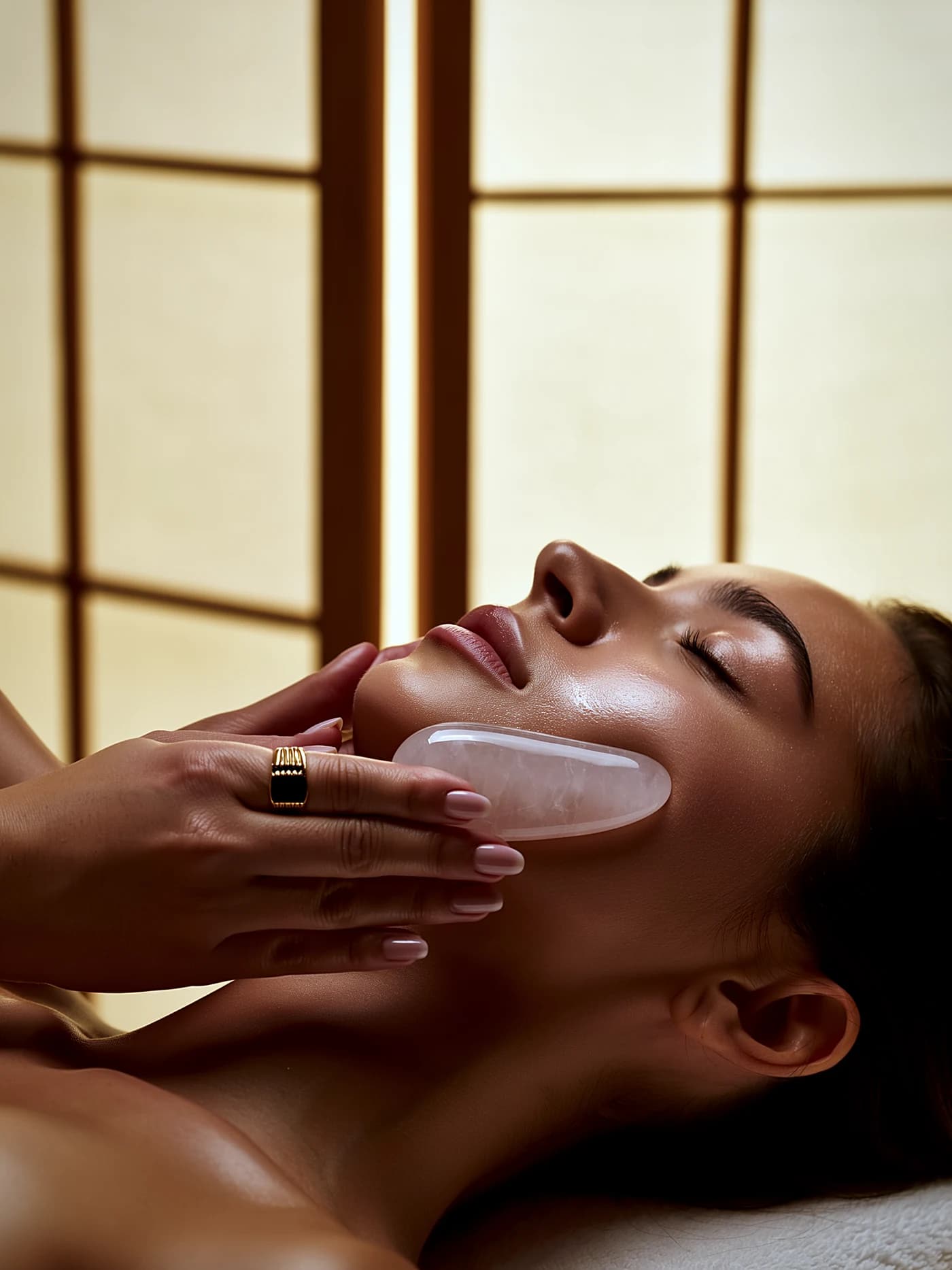 Professional gua sha technique on the face